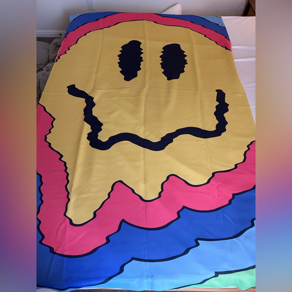 Single Trippy Smiley Face Curtain - Blackout 50”x84”
